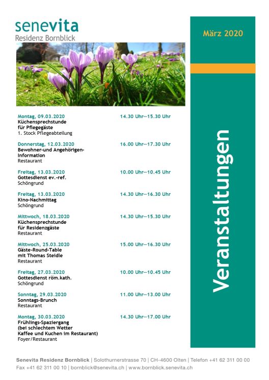 Veranstaltungskalender März 2020