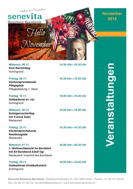 Veranstaltungskalender November 2019