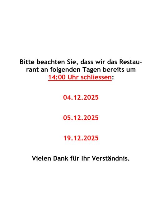 Restaurant Schliesst um 14h